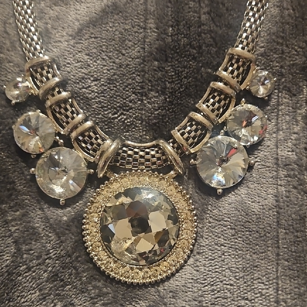 VENUS Silver-Tone Crystal Statement Necklace